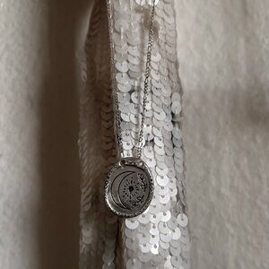 Rain & Bow Hand Stamped Sterling Silver Moon Star Boho Necklace